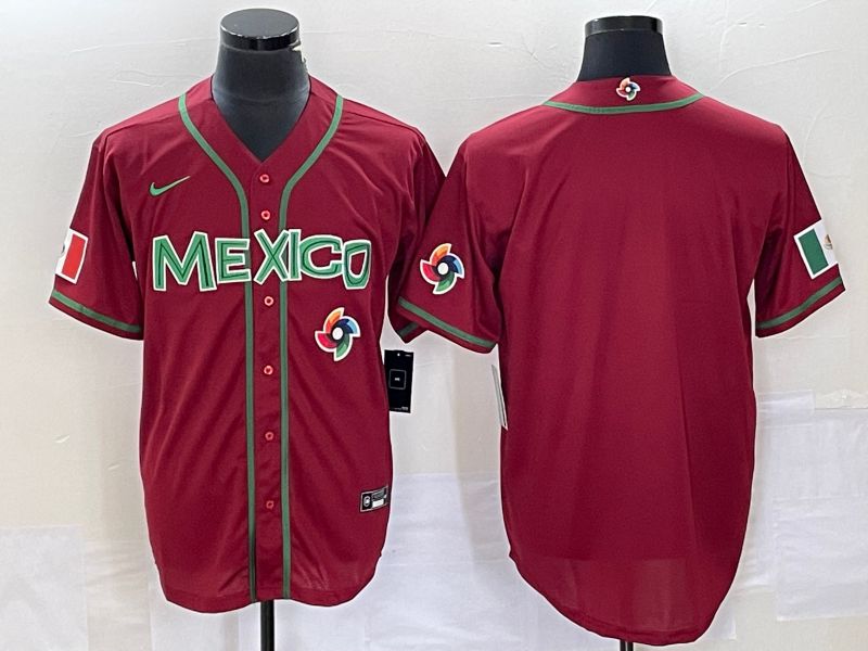 Men 2023 World Cub Mexico Blank Red Nike MLB Jersey19